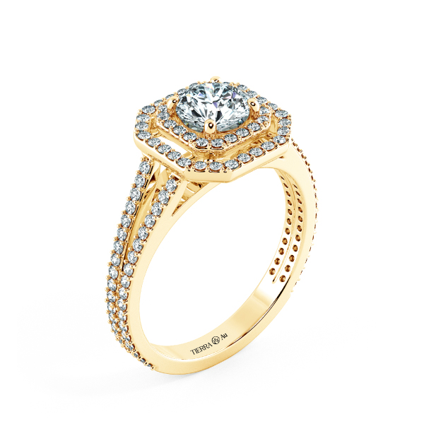 Double Halo Cushion Engagement Ring with Gaping Halo and Eternity Band NCH2303 4